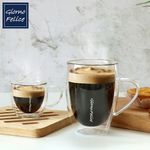GIORNO FELICE Home Cafe Double Wall Glass Mug 2P Set (Espresso 80ml + Mug 350ml) Heat-Resistant Insulated Borosilicate Glass